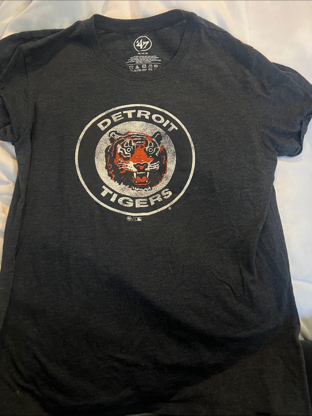'47 Black/dark grey  Detroit Tigers Graphic Tee with Orange & White Logo